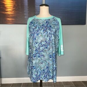 Reel Legends Women's Tropical 3/4 Sleeve Keep It Cool Sunshirt Swim Shirt Large